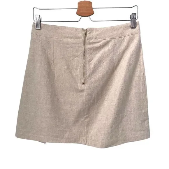 Lioness Beige Mini Skirt in Size Medium 70% Linen, 30% Cotton - Picture 3 of 6